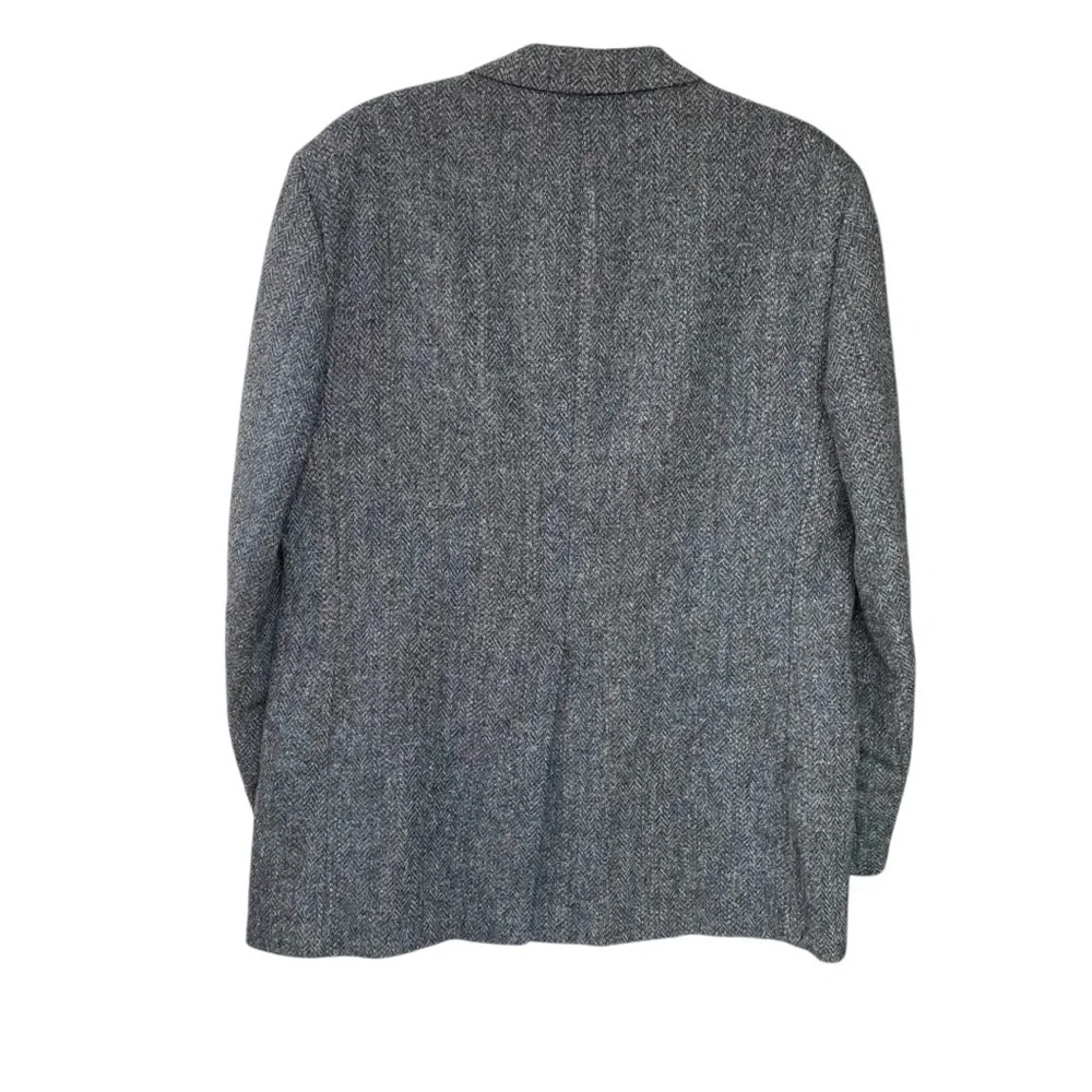 HARRIS TWEED Vintage Hand Woven Wool Blazer Blue Grey 44 - Picture 2 of 6